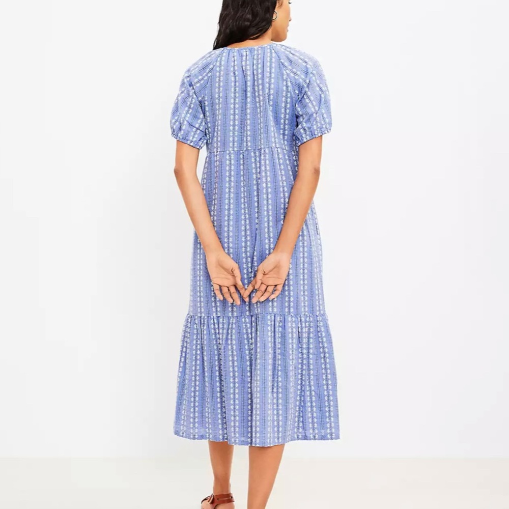 Loft Petal Stripe Tiered Shirtdress Small (Runs Big)
